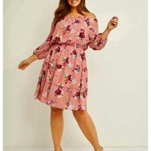 NWT Lane Bryant Floral Tiered Off-The-Shoulder Dress Women's Plus Size 16